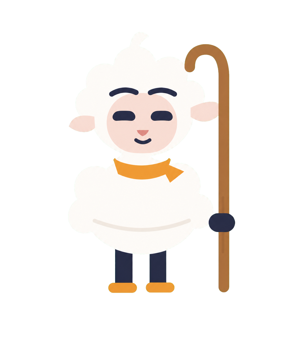 Levi holding a shepherd staff.