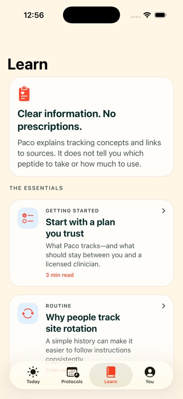 Paco peptide and stack library.